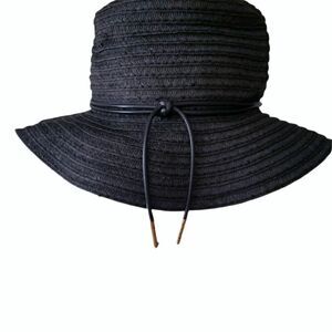 Black wide brim straw floppy hat
